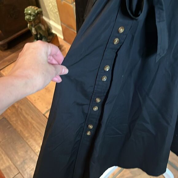 A Loves A Black Puff Sleeve Belted Button Down Midi Dress, size 10 - Picture 4 of 9